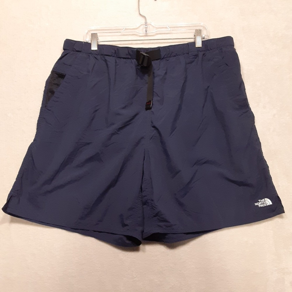 The North Face Mens Class V Belted Swim Trunks 2XL Long Blue Nylon Mesh Lined